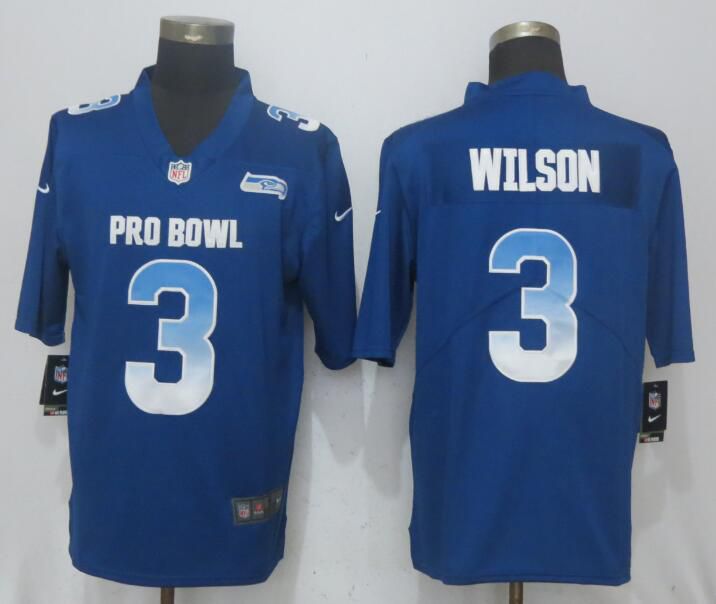 Men Seattle Seahawks #3 Wilson Blue New Nike Royal 2018 Pro Bowl Limited NFL Jerseys